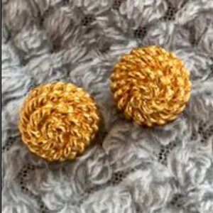 Vintage Monet Gold Tone Twisted Rope Swirl Stud Earrings